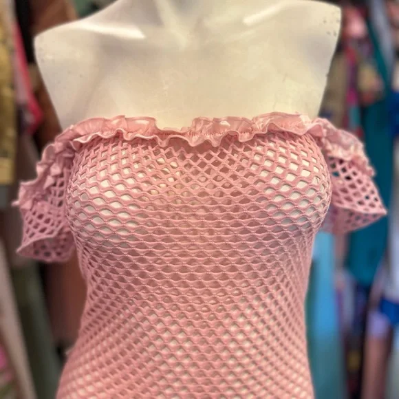 Pink Netted Rave Dress - Picture 6 of 7